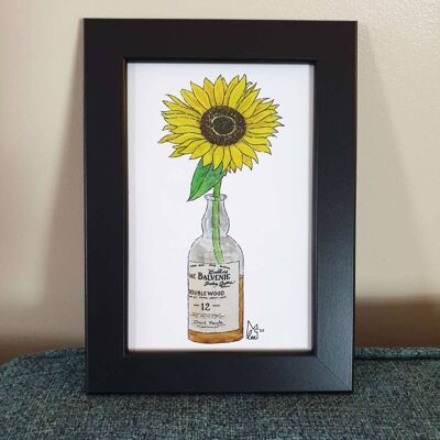 Sunflower in Balvenie Framed 4x6" print