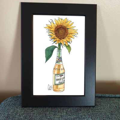 Sunflower in Miller High Life Framed 4x6" print