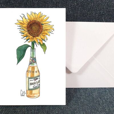 Sunflower in Miller High Life Greeting card