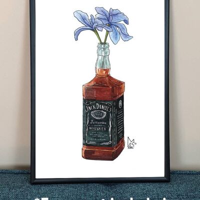 Tennessee Iris in Jack Daniels Whiskey Art Print - A4 paper size