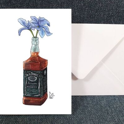 Tennessee Iris in Jack Daniels Whiskey Greeting card