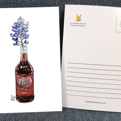 Texas Bluebonnet in Dr Pepper A6 Postcard