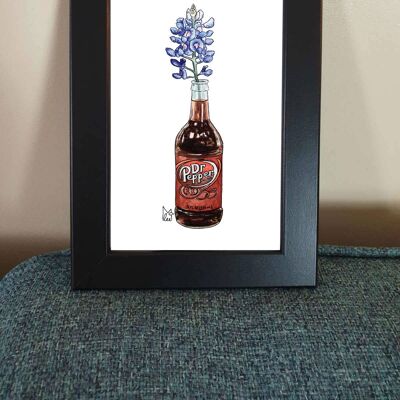 Texas Bluebonnet in Dr Pepper Framed 4x6" print