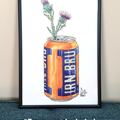 Thistles in Iron Brew Can Art Print - A4 paper size
