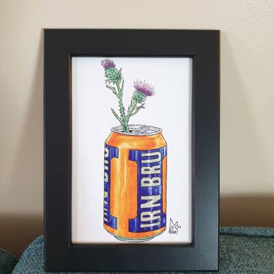 Thistles in Iron Brew Can Framed 4x6" print