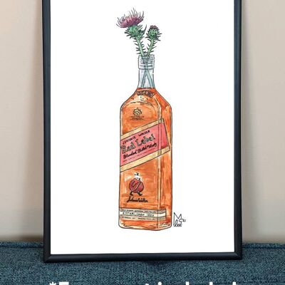 Thistles in Johnnie Walker Red Label Art Print - A4 paper size