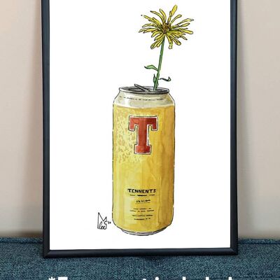 Yellow flower in Tennents Art Print - A4 paper size