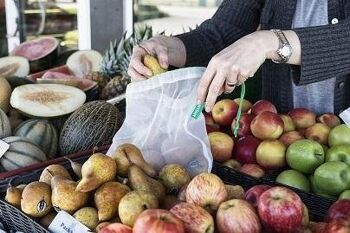 Sacs de conservation des aliments réutilisables Carrinet Veggio | Lot de 5 sacs alimentaires en plastique 100 % recyclé pour fruits et légumes 2