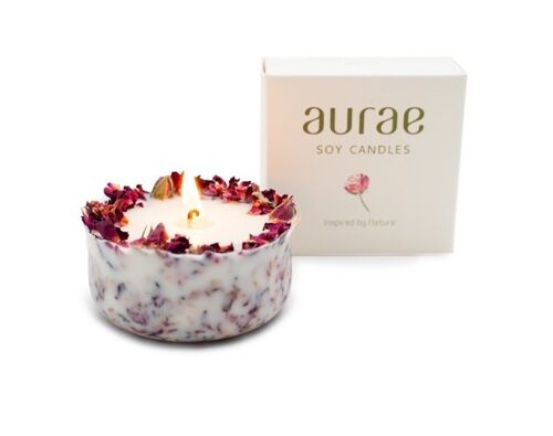 Soy Wax Candle With Red Rose Petals 250 g