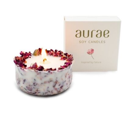 Soy Wax Candle With Red Rose Petals 250 g