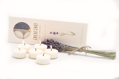 Soy Wax Tea light Candles With Lavender bunch (6x15 g)