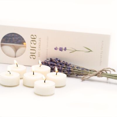 Soy Wax Tea light Candles With Lavender bunch (6x15 g)