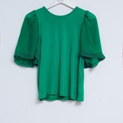 Angel sleeve tea blouse in green