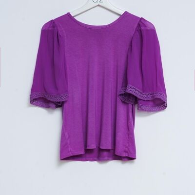 Angel sleeve tea blouse in purple