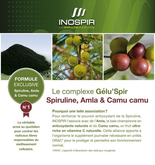 Gelu’Spir - Gélules antioxydantes (Spiruline - Amla - Camu Camu)
