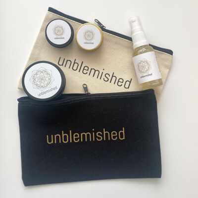 Unblemished Canvas Zip Pouch. - Black & Gold