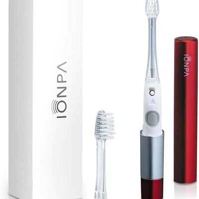 IONICKISS Ionising Travel Toothbrush | Ultrasonic Toothbrush with Replaceable Head - Red