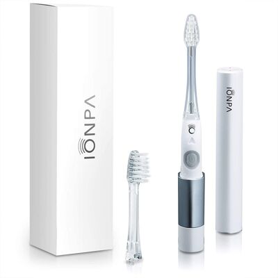 IONICKISS Ionising Travel Toothbrush | Ultrasonic Toothbrush with Replaceable Head - White