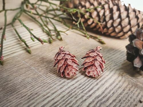 Pine, wooden earrings