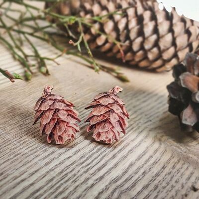 Pine, wooden earrings