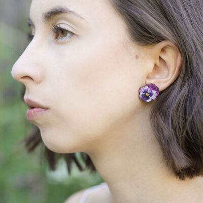 Violet, wooden earrings