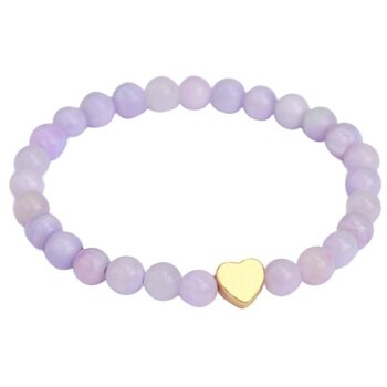 Bracelet pierre gemme coeur lilas 2