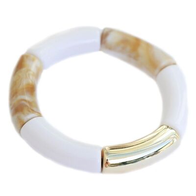 Armband penne weiß beige marmor