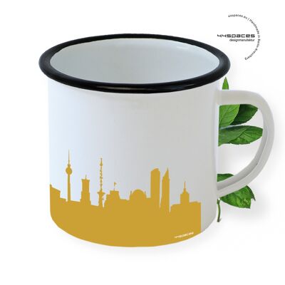 Berlin enamel mug. golden skyline