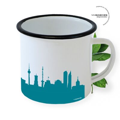 Taza de esmalte de Berlín. Skyline gasolina