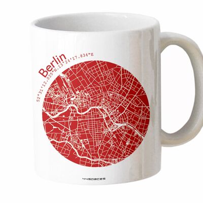 Taza con el mapa de Berlín. rojo
