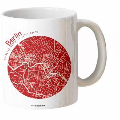 Taza con el mapa de Berlín. rojo