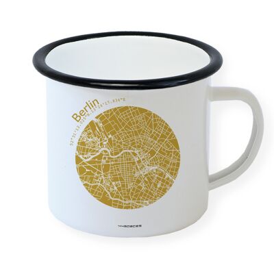 Taza esmaltada con el mapa de Berlín. dorado