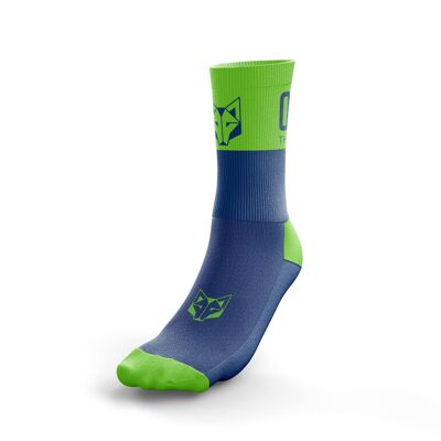 Mid Cut Multisport Socken Electric Blue & Fluo Green