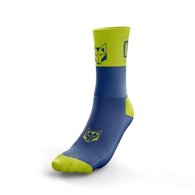 Calzini multisport a taglio medio blu elettrico e giallo fluo