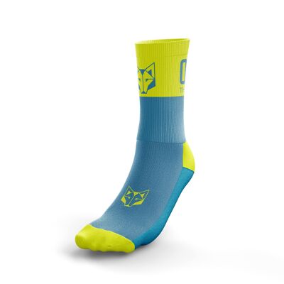 Medium Cut Multisport Socks Light Blue & Fluo Yellow