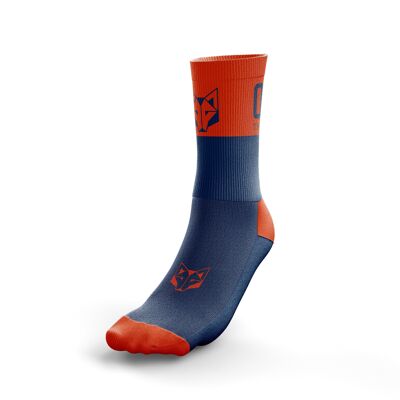 Mid Cut Multisport Socks Navy Blue & Fluo Orange