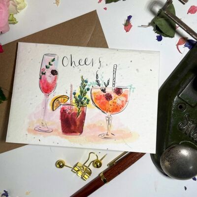 Cheers Cocktails Pflanzbare Wildblumen-Samenkarte