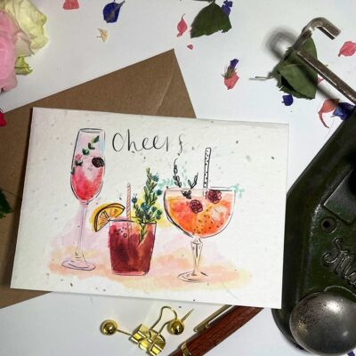 Cheers Cocktails Plantable wildflower seed card