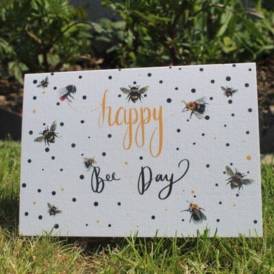 Happy Bee-day pflanzbare Wildblumen-Samenkarte