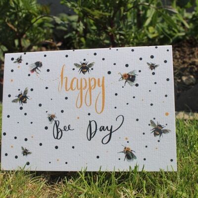 Happy Bee-day pflanzbare Wildblumen-Samenkarte