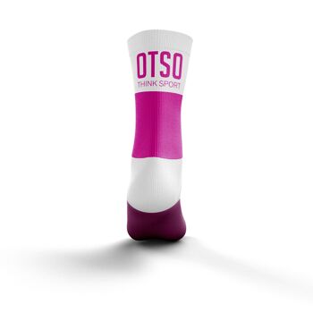 Chaussettes Multisport Coupe Moyenne Rose Fluo & Blanc 2