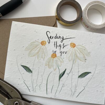 Sending Hugs To You plantable wildflower seed card