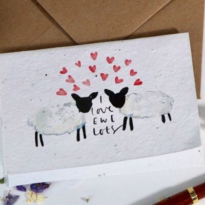 I Love Ewe Lots Valentines Plantable Wildflower Seed Card