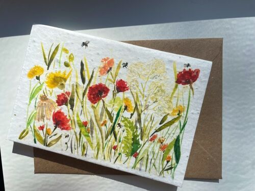 Poppys, bees and wildflowers Plantable