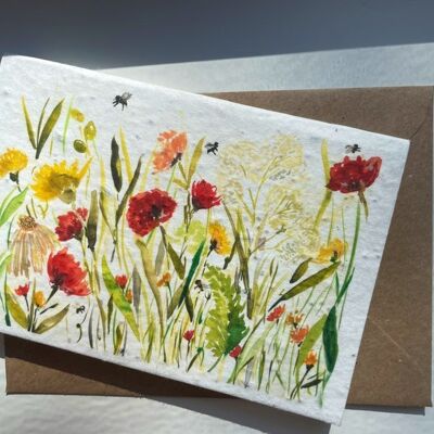 Poppys, bees and wildflowers Plantable