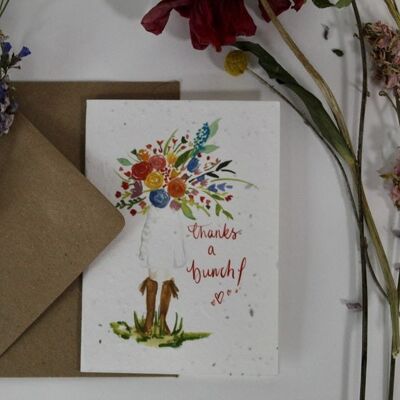 Gracias a una tarjeta de semillas de flores silvestres Bunch Plantable