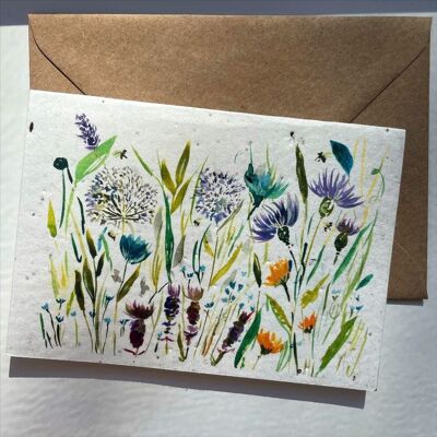 Purple Spring wildflowers Plantable Wildflower seed card