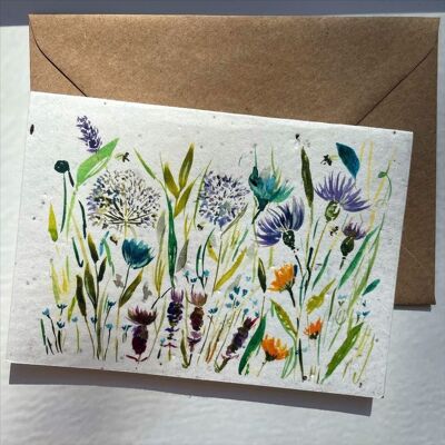 Lila Frühlings-Wildblumen Pflanzbare Wildblumensamenkarte