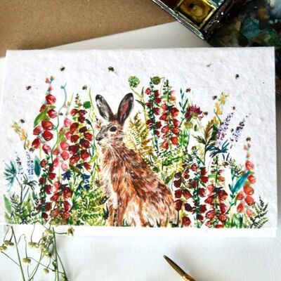 Hare in the WIldflowers Plantable