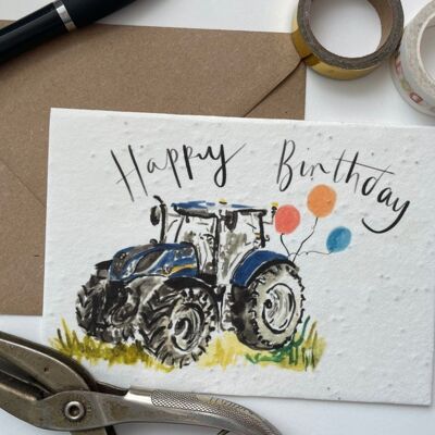Tracteur Joyeux anniversaire Plantable